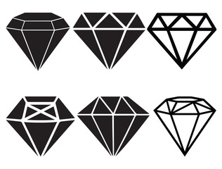 Set of Diamonds silhouette vector art