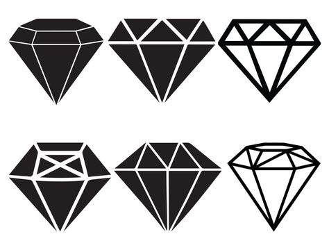 Naklejka Set of Diamonds silhouette vector art