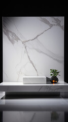 Marble stand with marble background for product display