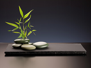 zen stones and bamboo for product display