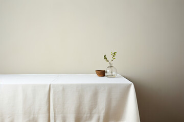 white table and flower for product display