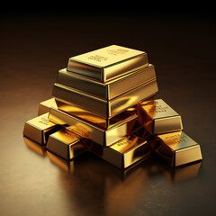 Stack of gold bars 1000 grams Financial concepts.3d illustration. Made with generative ai