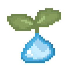 Fototapeta premium Save world Save energy pixel art, environment ,Earth,global warming,pollution,tree,water,cute,icon ,vector, illustration,hand drawn 