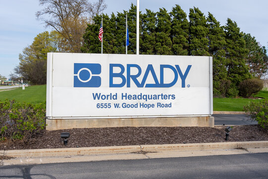Brady Corporation World Headquarters in Milwaukee, Wisconsin, USA - May 3, 2023. Brady Corporation is an American manufacturer of the products for identifying components used in workplaces.