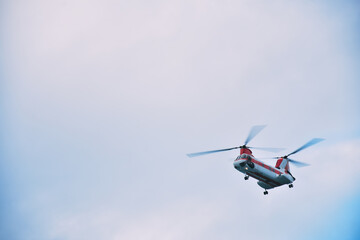 rescue helicopter, in training to rescue people