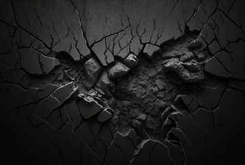 black cracked cement texture background. generative ai