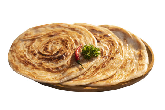 Delicious paratha on transparent background, paratha on plate