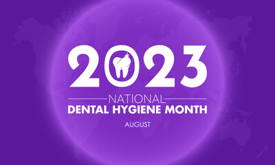 2023 Concept National Dental Hygiene Month vector design illustration. Dental care concept for oral health, teeth wash or medical emergency