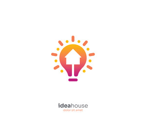 Light bulb idea house logo gradient