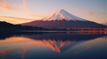 mountain landscapes in Mount Fuji,  Japan,  background nature landscape feeling relaxing and clam representing concept of beautiful nature theme