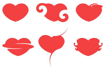 Red love heart shapes collection