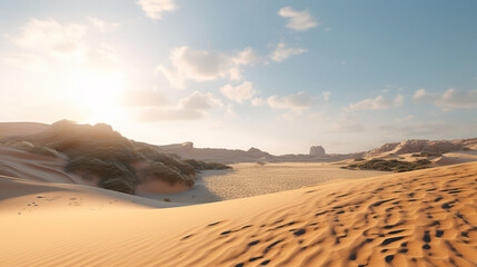 desert sunset with smooth white sand background landscape,.feeling relaxing and clam representing concept of beautiful nature theme