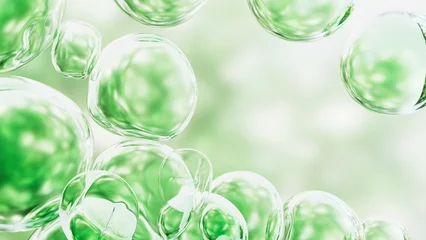 Tuinposter 美しい緑のアブストラクトな背景イメージ, 3Dレンダリングの泡 © AMONT
