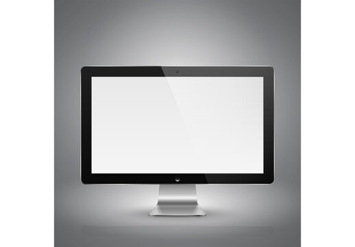 Realistic vector illustration of computer monitor with blank screen.