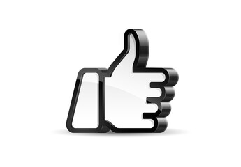 High detailed vector illustration of thumb up symbol isolated on white background.