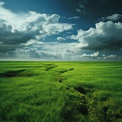 Solid green field, bright colors