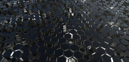 Fototapeta premium background technology texture hexagonal pixels Glossy block texture Chrome material 3D illustration