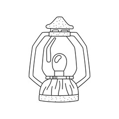 Lantern doodle line icon isolated on white background vector graphics