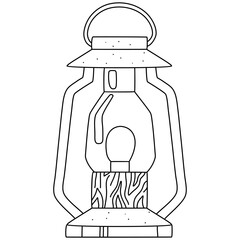 Lantern doodle line icon isolated on white background vector graphics