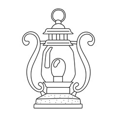 Lantern doodle line icon isolated on white background vector graphics