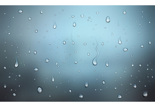 Realistic vector illustration of water drops on window