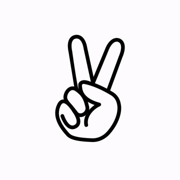 Peace sign hand line icon. Clipart image isolated on white background