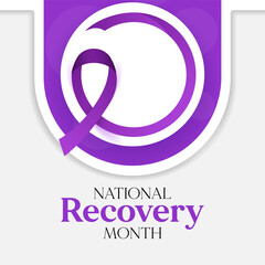 Recovery month is observed every year during September to educate the public about substance abuse treatments and mental health services. Vector illustration