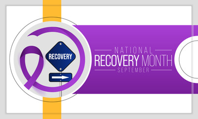 Recovery month is observed every year during September to educate the public about substance abuse treatments and mental health services. Vector illustration