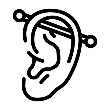 industrial piercing earring line icon vector. industrial piercing earring sign. isolated contour symbol black illustration