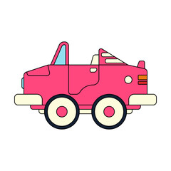 Color vector icon with toys car. Engaging and interactive toys that spark creativity and imagination. Designed for kids. Encourage playtime and ignite the joy of discovery with popular children's toys