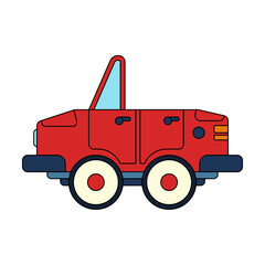 Color vector icon with toys car. Engaging and interactive toys that spark creativity and imagination. Designed for kids. Encourage playtime and ignite the joy of discovery with popular children's toys