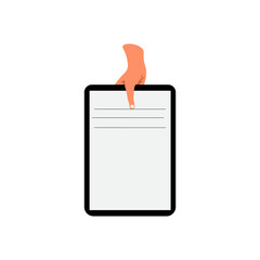 flat design hand showing blank paper