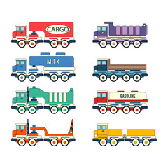 Color vector icon with toys truck set. Engaging and interactive toys that spark creativity and imagination. Made for kids. Encourage playtime and ignite the joy of discovery with popular childrens toy