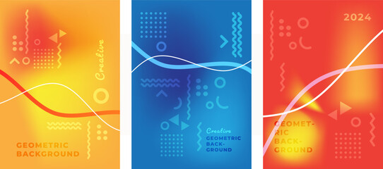 Geometric Banner. Set of Vector illustrations. Gradient and clean style backgrounds