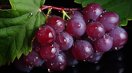 Multiple grapes under the rain, a symbol of skincare and natural product purity, generative AI
