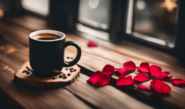 Caffè con petali di rosa 