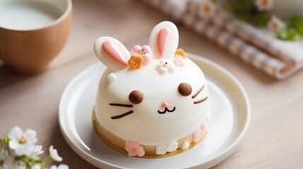 Obraz na płótnie Canvas cute rabbit cake ready to serve