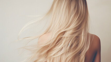 Back of model with long blonde hair - Powered by Adobe