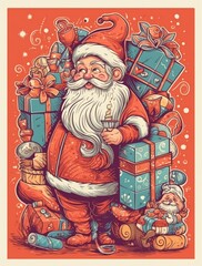 Santa Claus, New Year concept, cartoon illustration. Generative AI