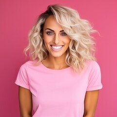 Fototapeta premium beautiful colored woman in fashionable bright clothes, generative ai