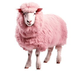 Fototapeta premium pink sheep isolated on transparent background, generative ai