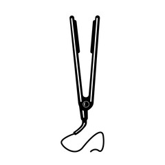 Hair straightener glyph icon. Female accessories sketch