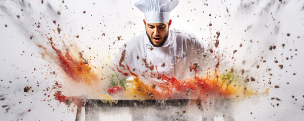 Chef slashing color food