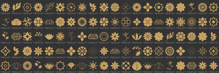 Floral ornament logo and icon set. Abstract beauty flower logo design collection