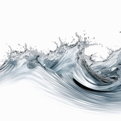 Dynamic Water Splash: Water Splashes on White Background - AI generated