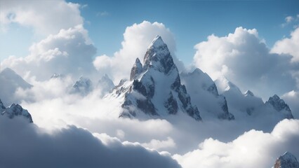 Mountain range in the clouds