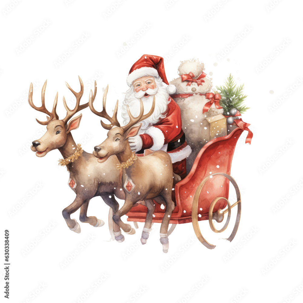 Wall mural santa claus and reindeer