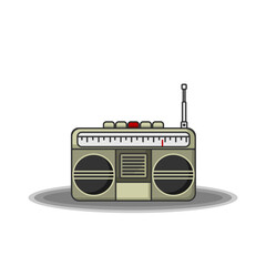 Retro radio isolated on white background vector illustration.