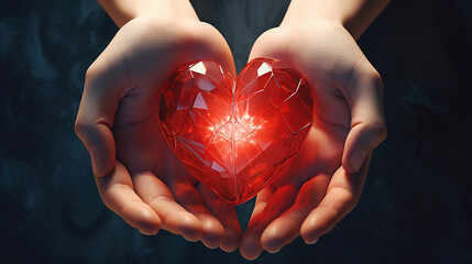 close-up of a hand holding a heart