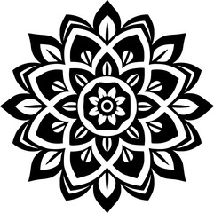 Mandala - Black and White Isolated Icon - Vector illustration